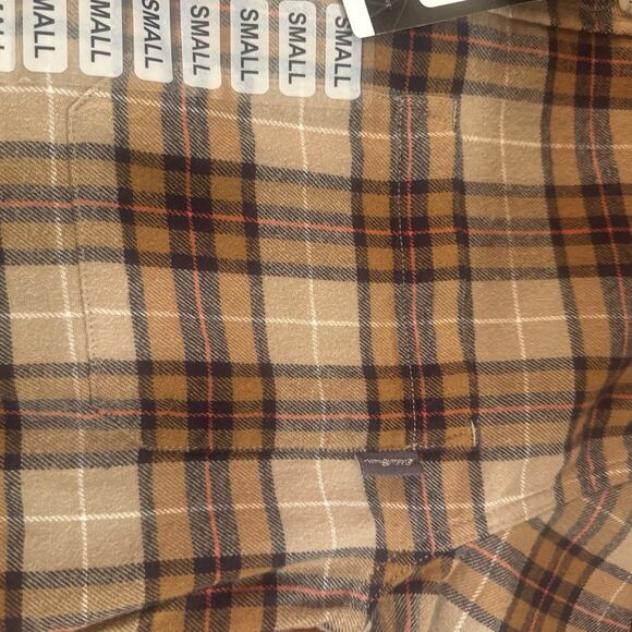 New Eddie Bauer Men's Small Bristol Flannel Cotton Khaki Plaid Shirt Fall NWT - Picture 8 of 14